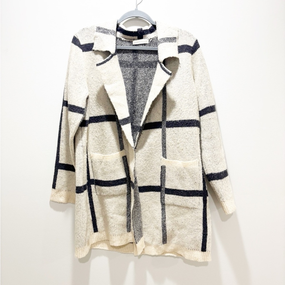 FARMERS MARKET Women’s Front Pocket Chic Plaid Windowpane Open Front Cardigan